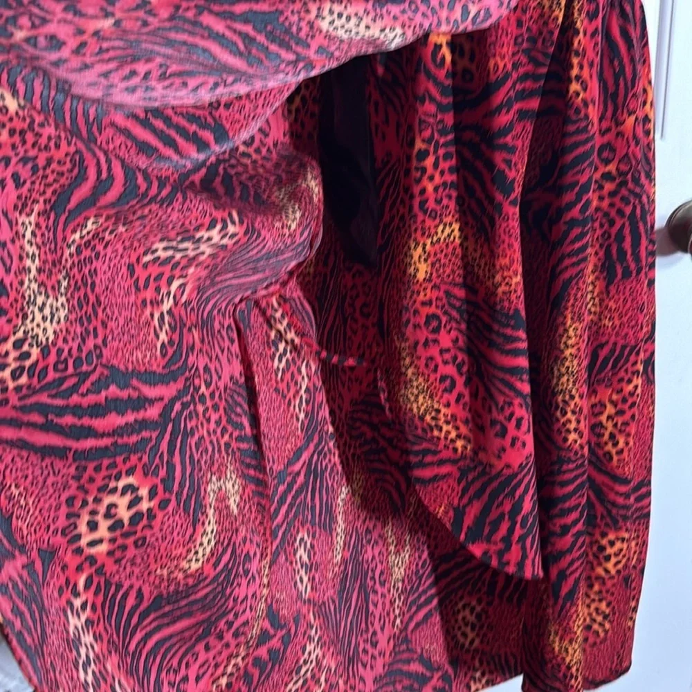 Lane Bryant Red Animal Print Leopard Faux Wrap Hi Lo Dress Midi Dress Size 16